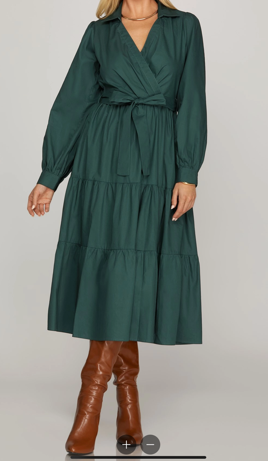 Long Sleeve Surplice Tiered Midi Dress