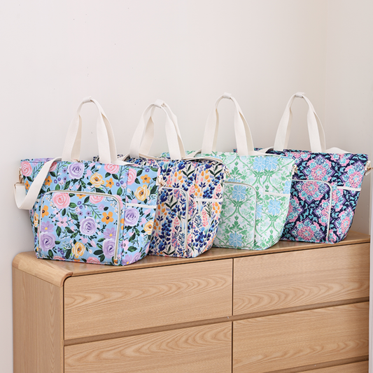 Floral Insulated Canvas Cooler Bag Embroidery Blank