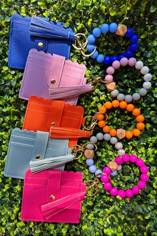 BB139X156 Silicone Beaded Stretch Bracelet Wristlet ID Holde