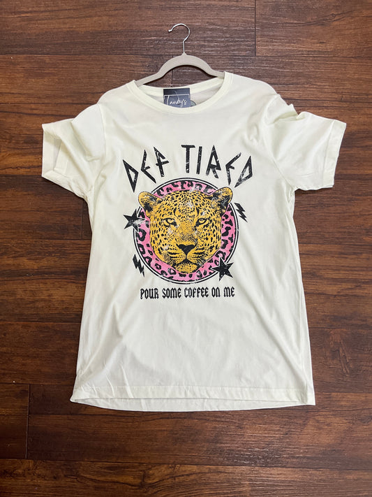 Retro Def Tired Pour Some Coffee On Me Oversized Band Tee