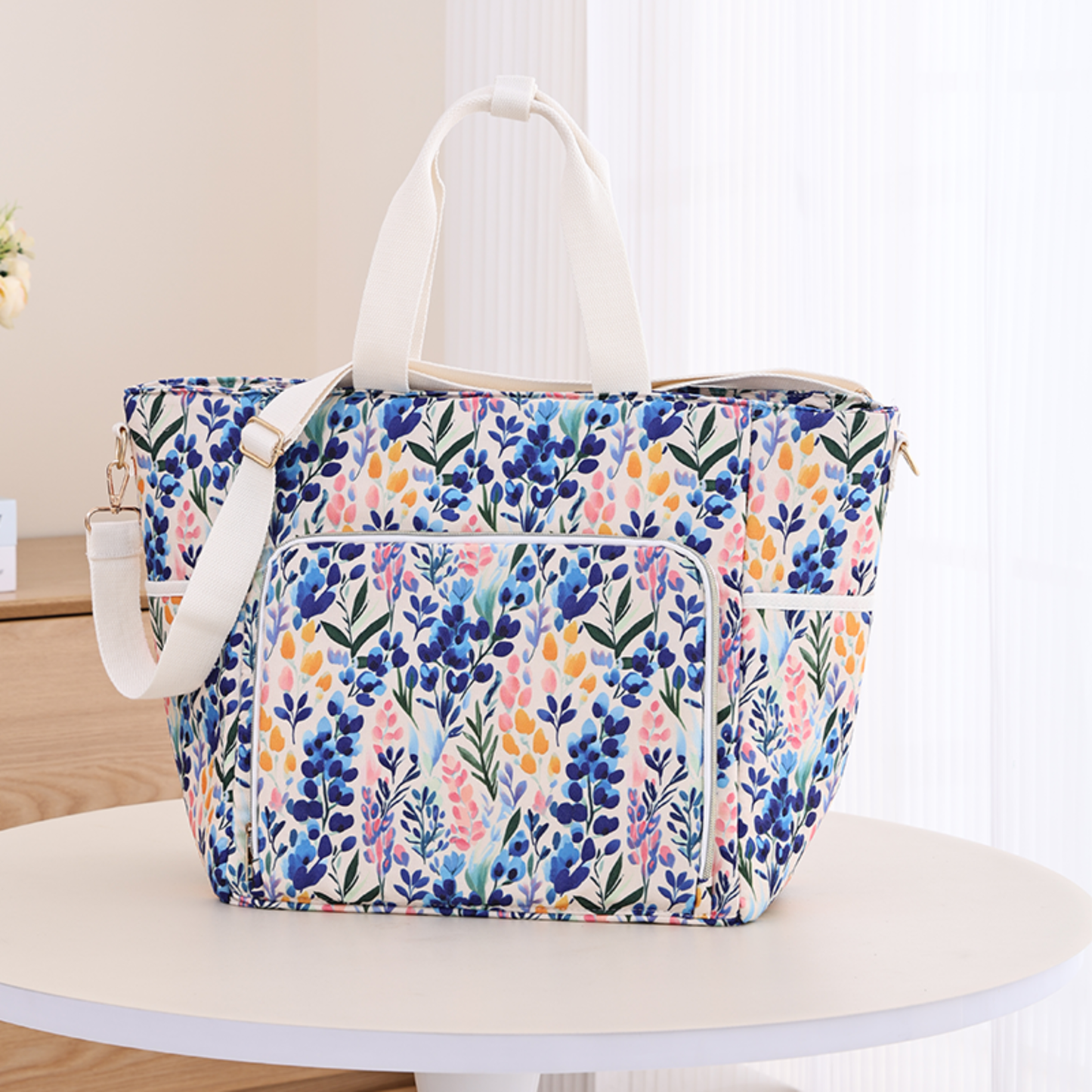 Floral Insulated Canvas Cooler Bag Embroidery Blank