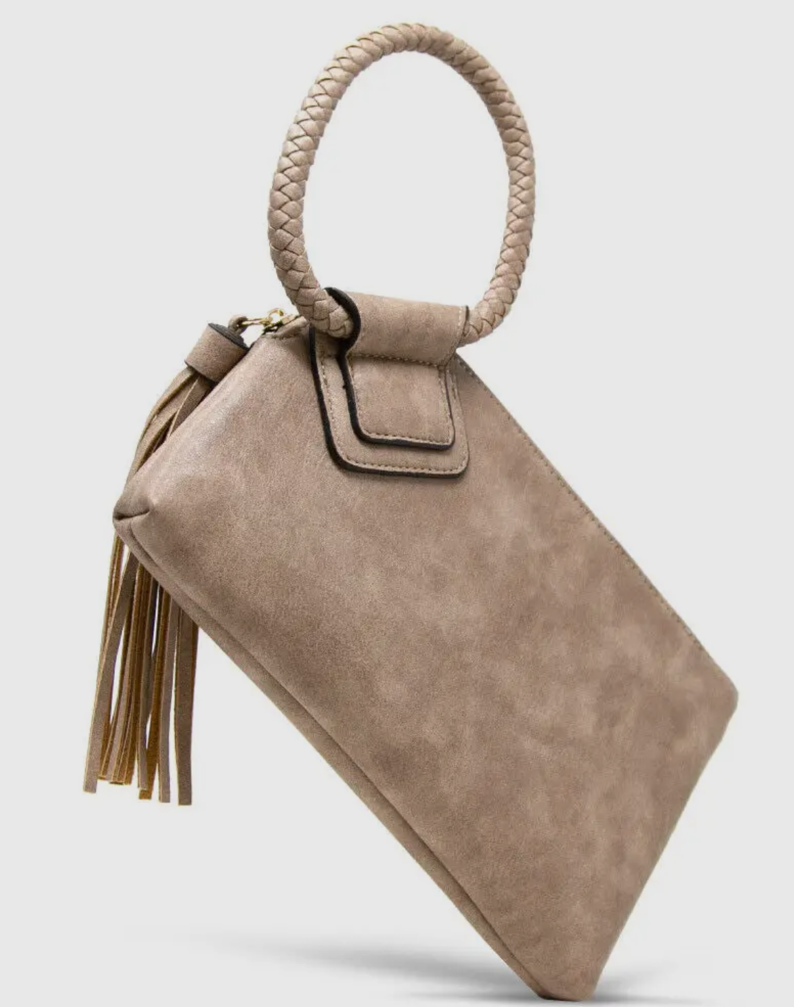 Soft Vegan Leather Wristlet/Clutch with Tassel