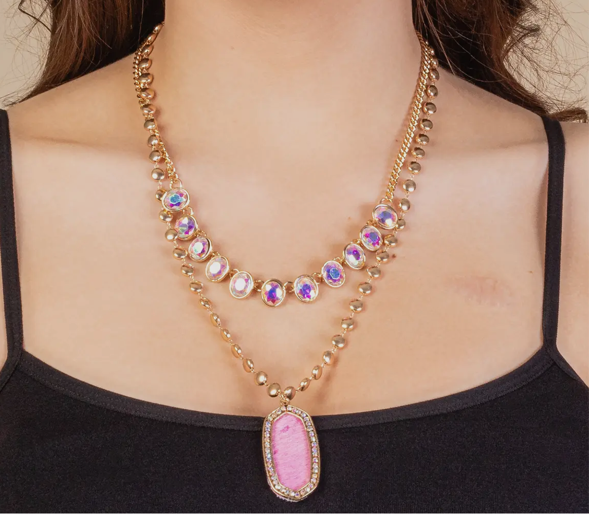 Layered animal print necklace