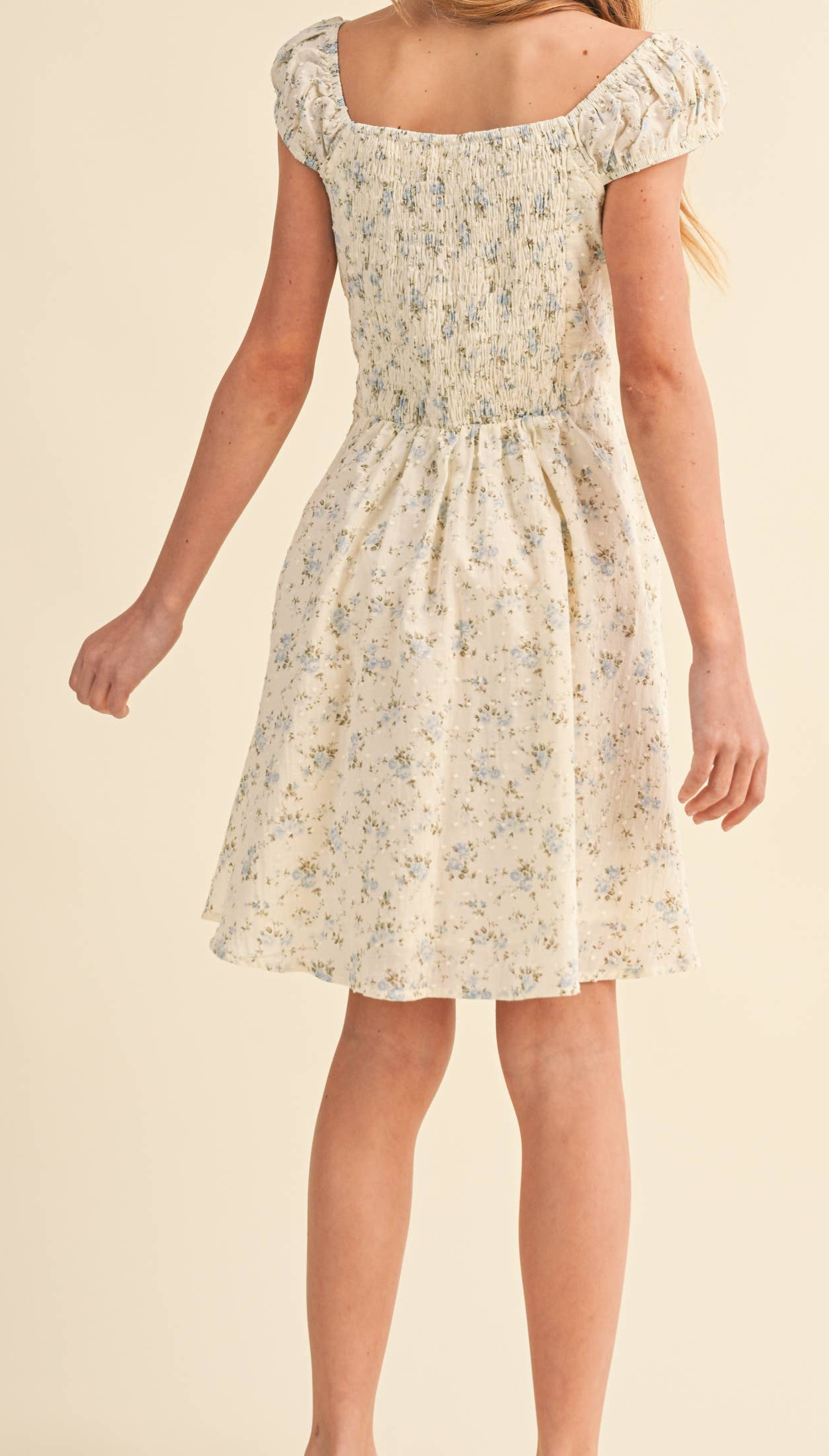 Tween Girls Ruched Shoulder Mini Dress