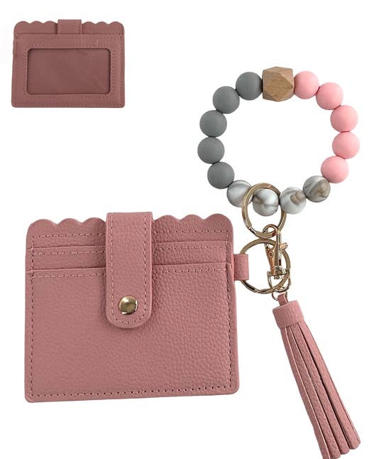 BB139X156 Silicone Beaded Stretch Bracelet Wristlet ID Holde