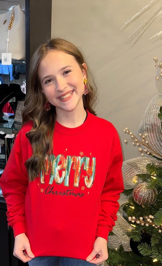 Girls Merry Christmas Sweatshirt