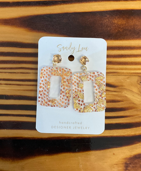 Gold rush everyday rhinestone acrylic earrings