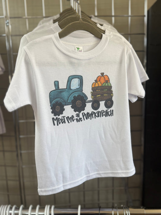 Meet me At The Pumpkin Patch Tractor Boy Fall Toddler Tee