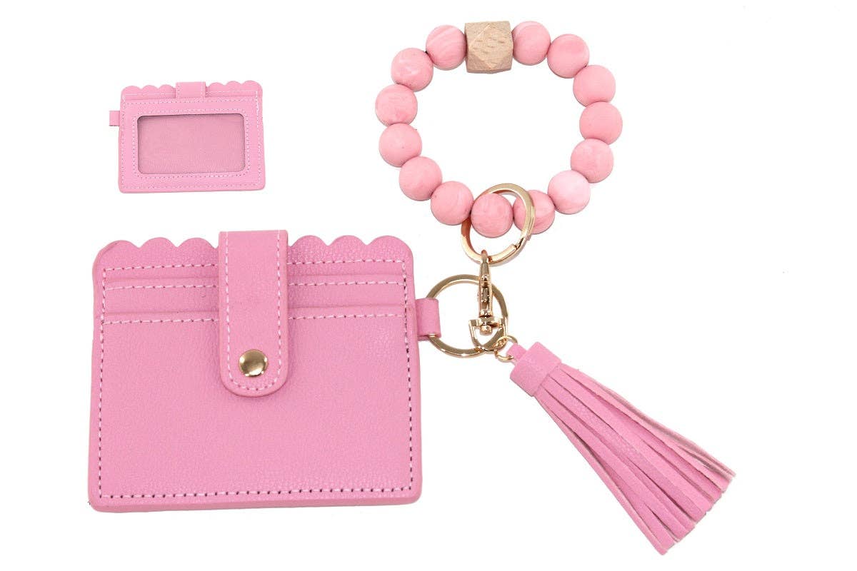 BB139X156 Silicone Beaded Stretch Bracelet Wristlet ID Holde