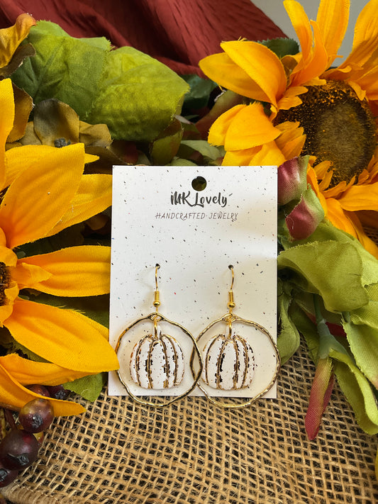 Gold foiled pumpkin dangle earrings