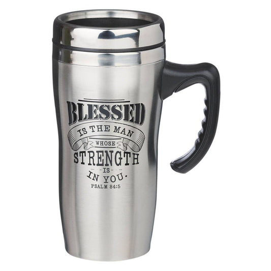 Mug SS Travel Silver Blessed Man Ps. 84:5
