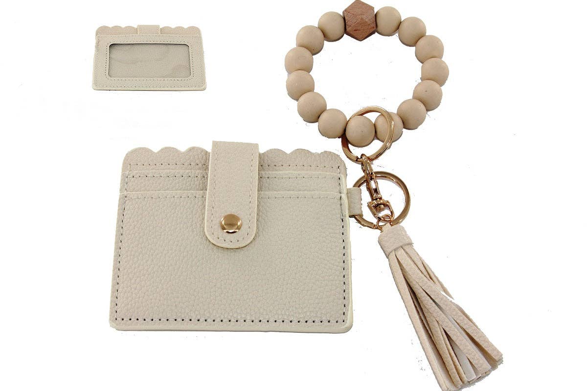 BB139X156 Silicone Beaded Stretch Bracelet Wristlet ID Holde