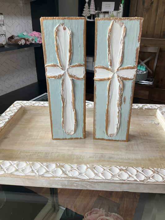Handmade Textured Cross Wood Block