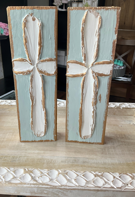 Handmade Textured Cross Wood Block