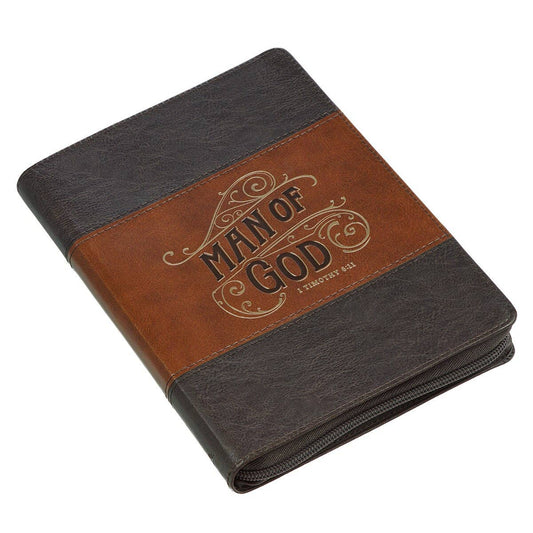 Journal Classic Zip Brown Two-tone Man of God 1 Tim. 6:11