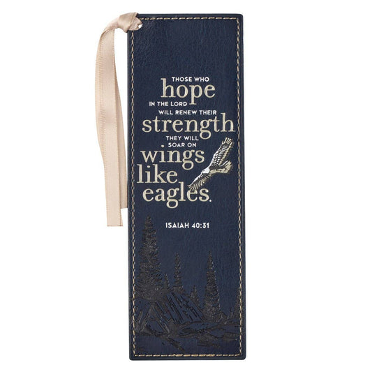 Bookmark Faux Leather Navy Wings Like Eagles Isa. 40:31
