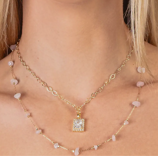 Dainty layered/crystal pendant necklace