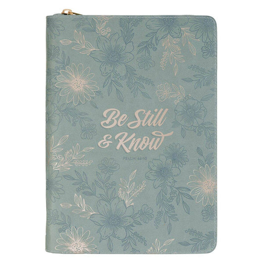 Journal Classic Zip Teal Be Still & Know Ps. 46:10
