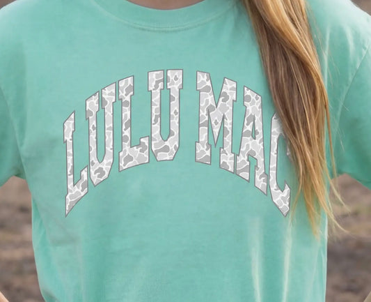 Kids Lulu Mac Camo Chalky Mint  Comfort Colors Tee