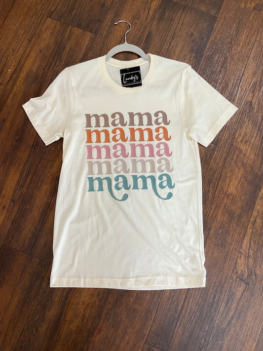 Colorful Distressed Retro Mama Graphic Tee