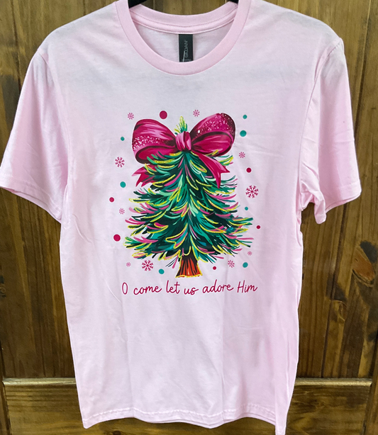 O Come Let Us Adore Him Christmas Tee
