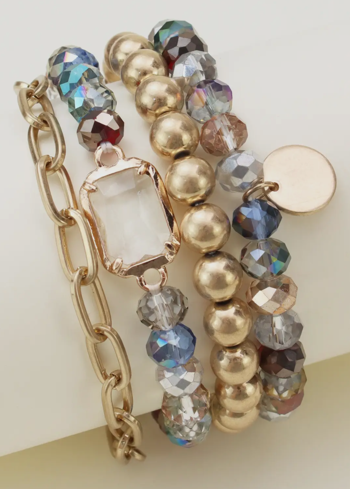 Metallic & Faceted Beaded Bracelet Set