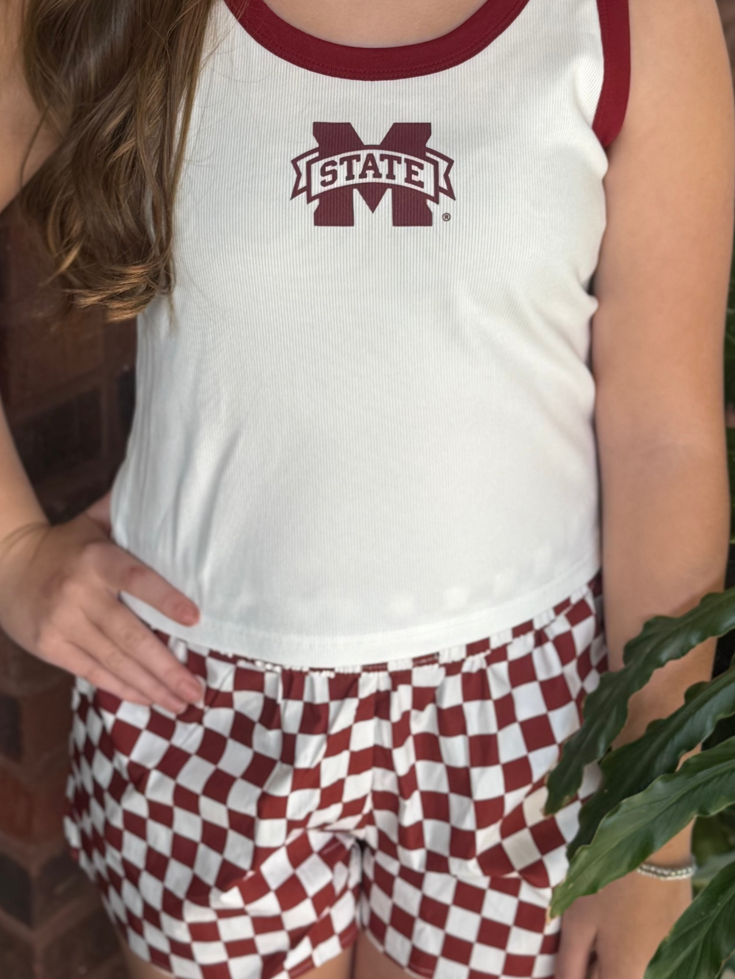 Lulu Mac Maroon & White Check Boxer Short