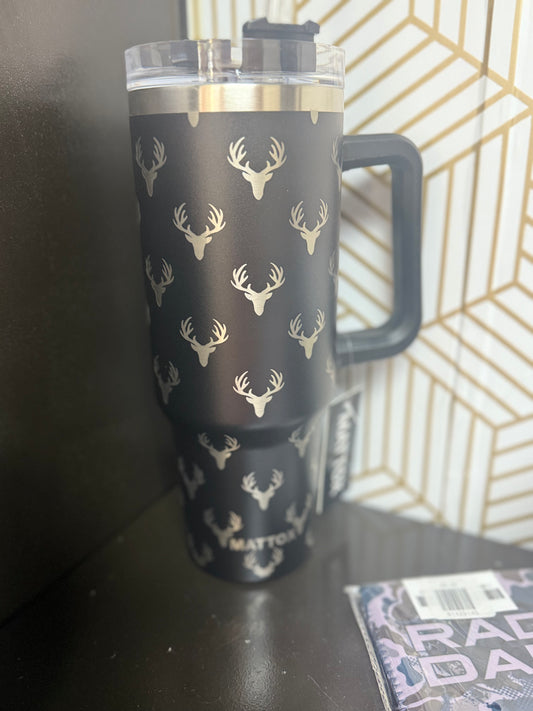 Deer All Over Black Tumbler