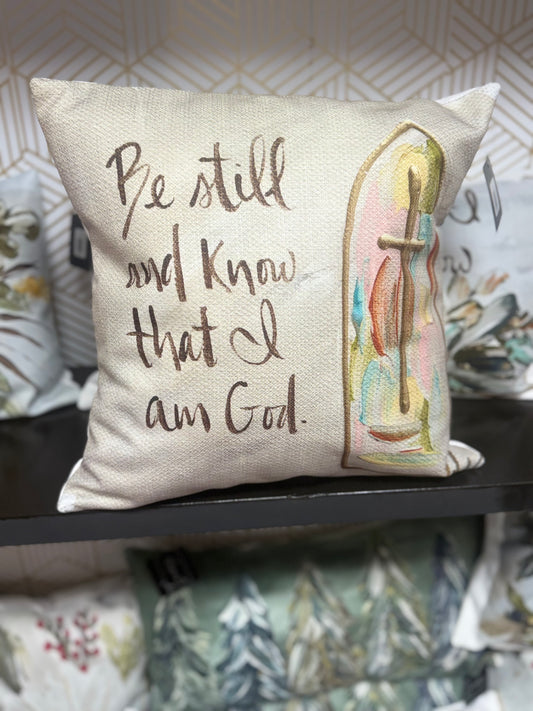 Stained Glass Be Still Pillow