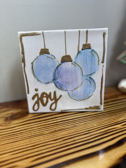 Christmas Handpainted Blue Ornament Sign