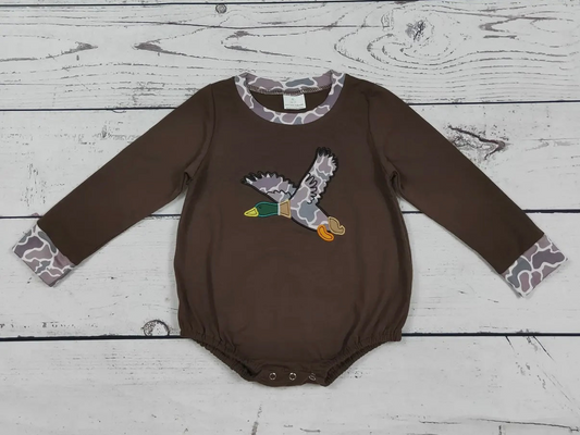 Camo Duck Applique Baby Boy Bubble
