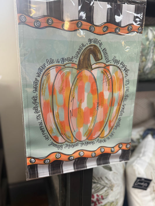 Painted Pumpkin Fall Halloween Garden Flag