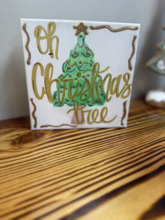 Christmas Handpainted Oh Christmas Tree Sign