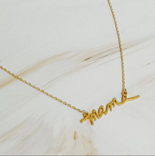 Mama Script Necklace