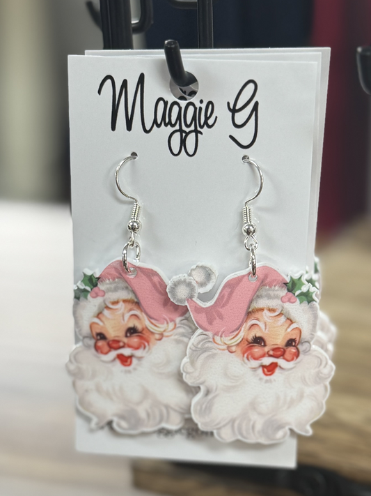 Christmas Santa in Pink Earrings