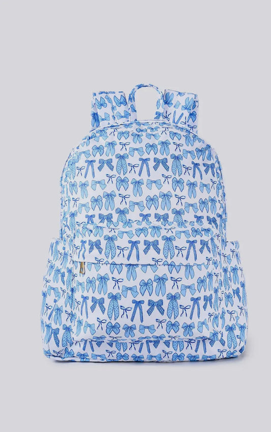 Bow Print Kids Girls Canvas Backpack