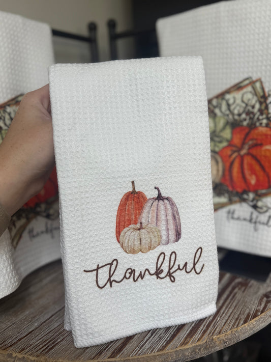Fall Dish Towel- Thankful
