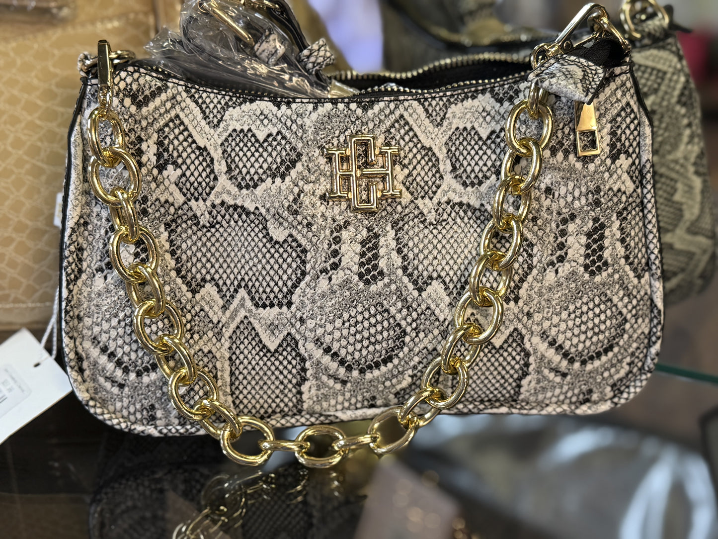 Joan Crossbody Charcoal Snakeskin