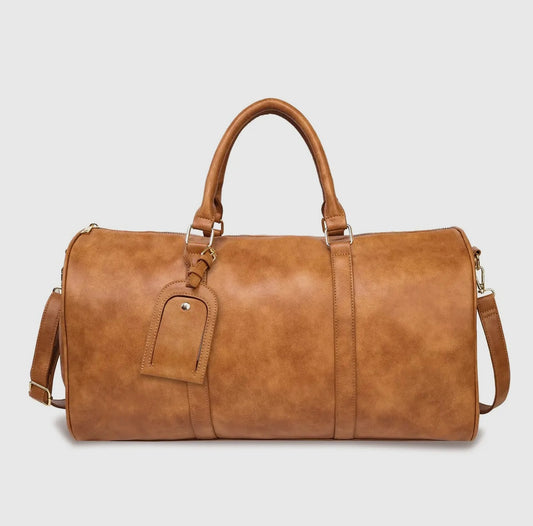 Brown Pu Leather Big Capacity Duffle Bag