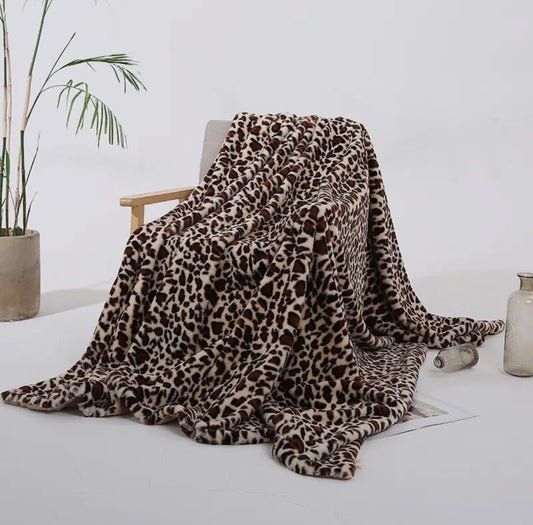 Fluffy Leopard Throw Blanket