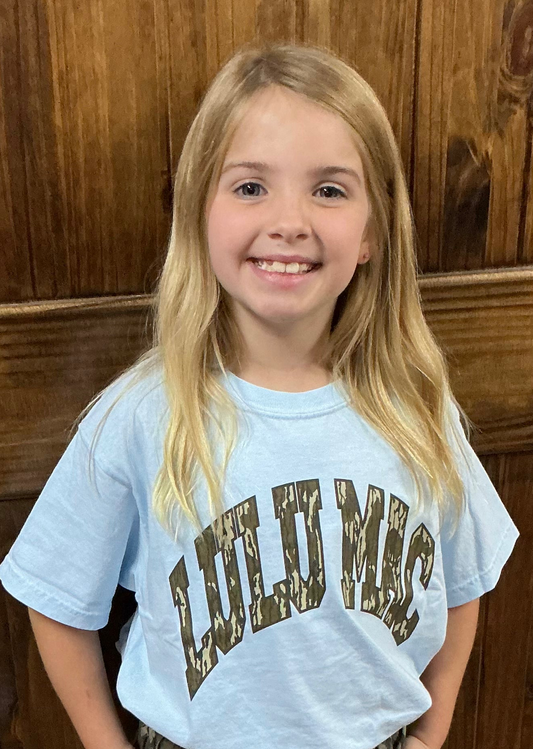 Lulu Mac Youth Light Blue W/ Mossy Oak Bottomland Tee