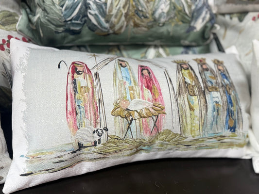 Colorful Nativity Lumbar Pillow