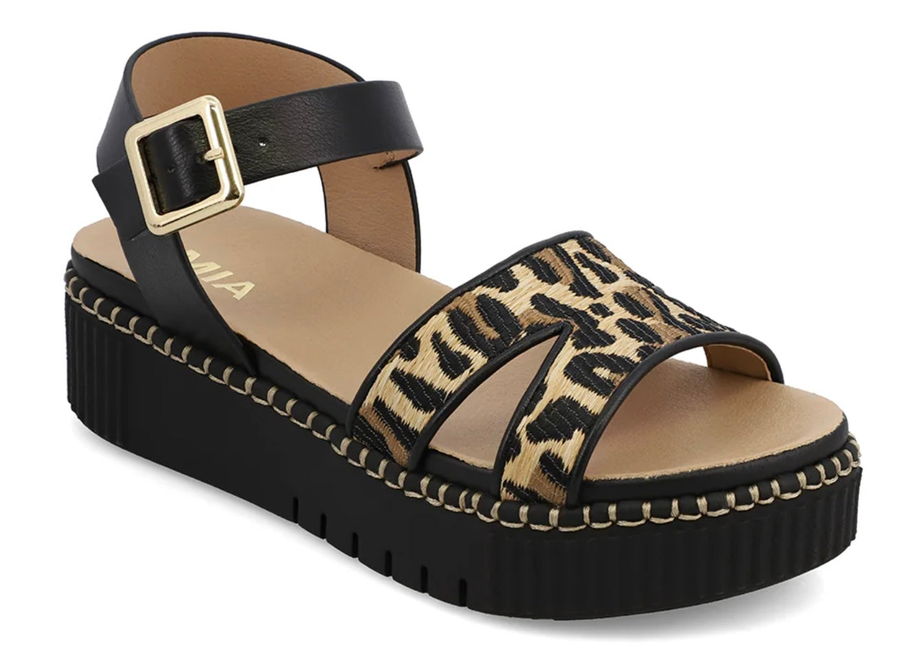 Leopard & Black Platform Sandal