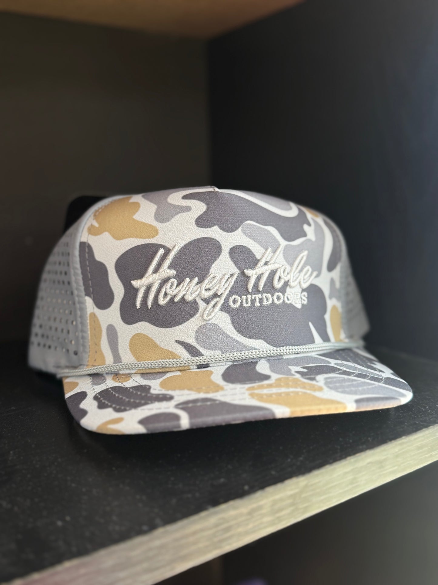Youth Honey Hole Performance Rope-Grey Camo hat