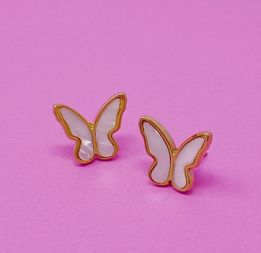 Golden Shell Butterfly Earrings