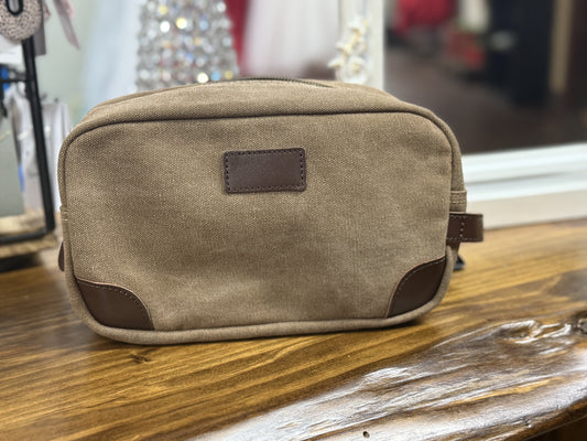 Brown Canvas Dopp Kit