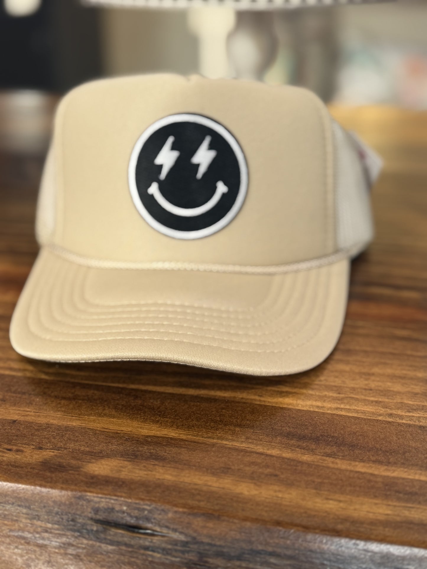 Black Lightning Happy Face Trucker Hat