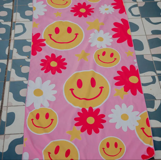Red Flower Happy Face Quick Dry Towel