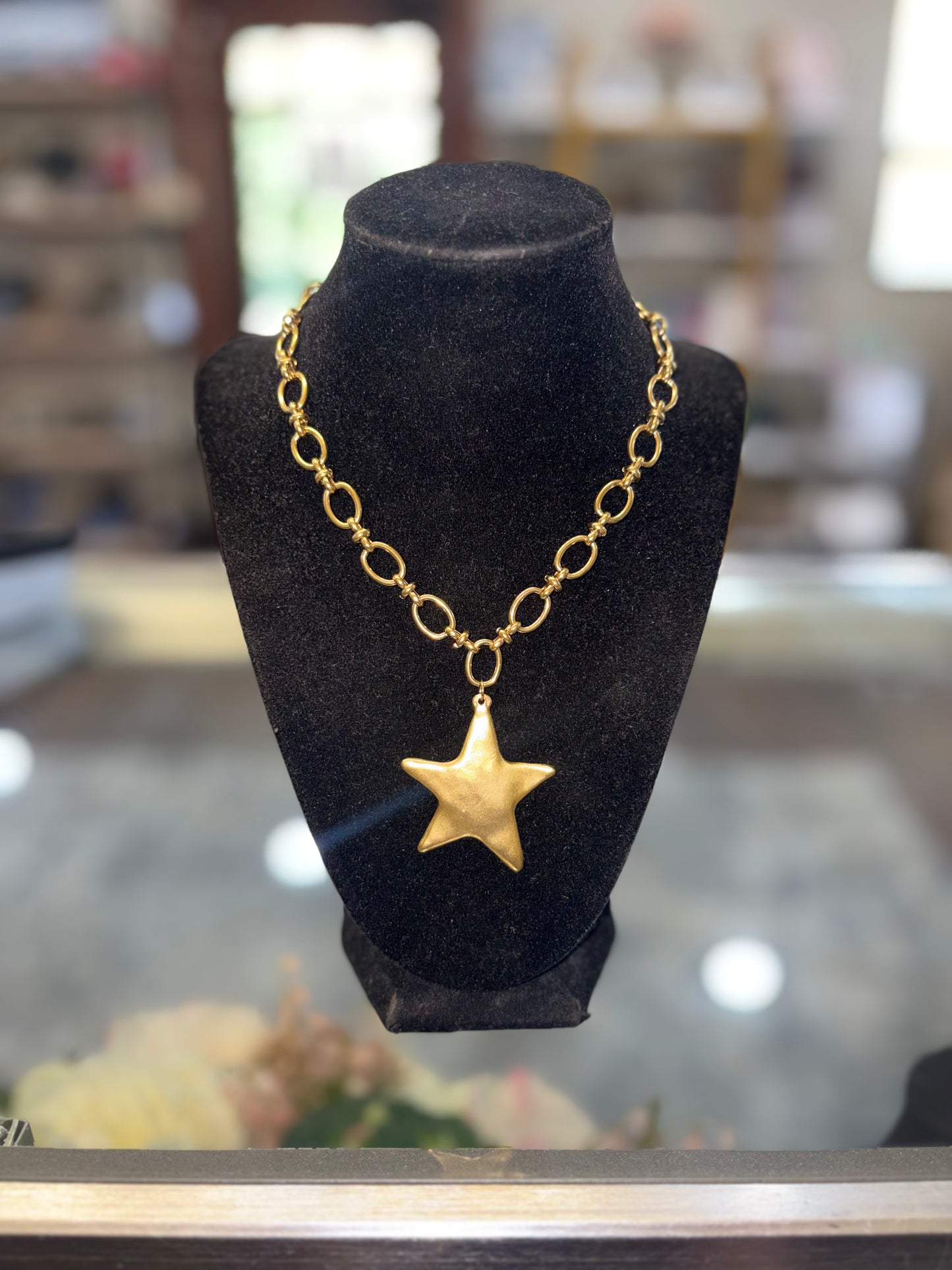 Star Pendant Necklace 14K Gold Plated Stainless Steel