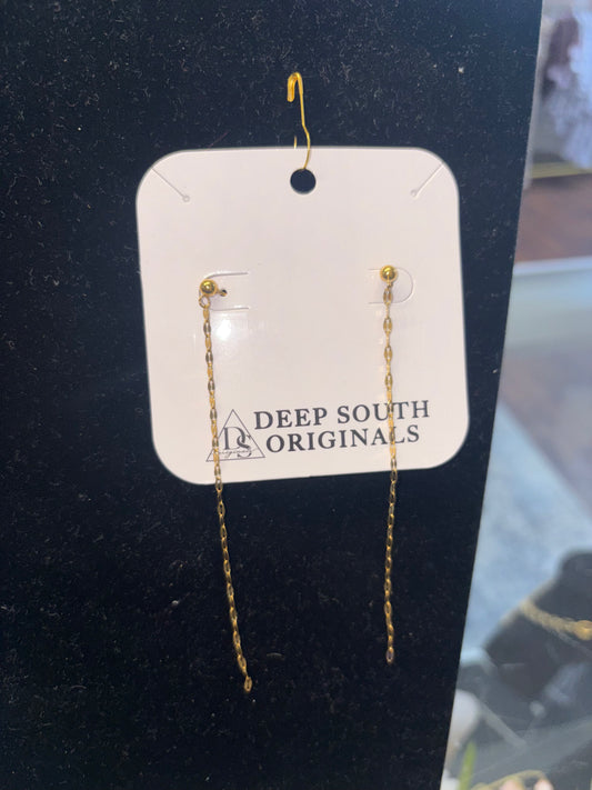 Dainty Marquise Chain Earrings 18k Gold Non Tarnish Water Resistant